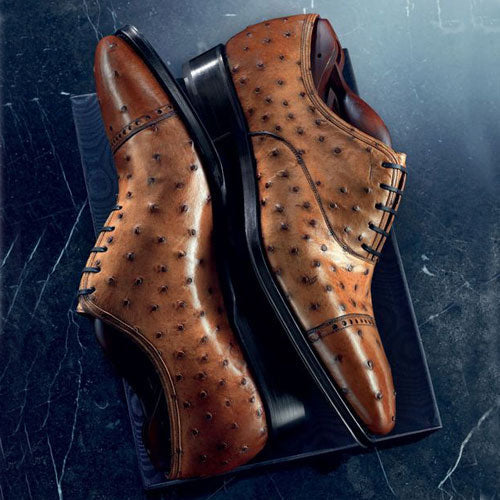 Tailor Made Handmade Pure Brown Ostrich Leather Stylish Shoes for Men's Shoes