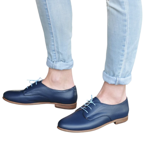 Tailor Made Navy Blue Premium Quality Leather Oxford, Laceup, Womens Summer Shoes
